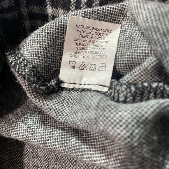 STITCH & PINE Pants Plaid Knit Flared Cropped High Waist Womens M Black White - Picture 8 of 8